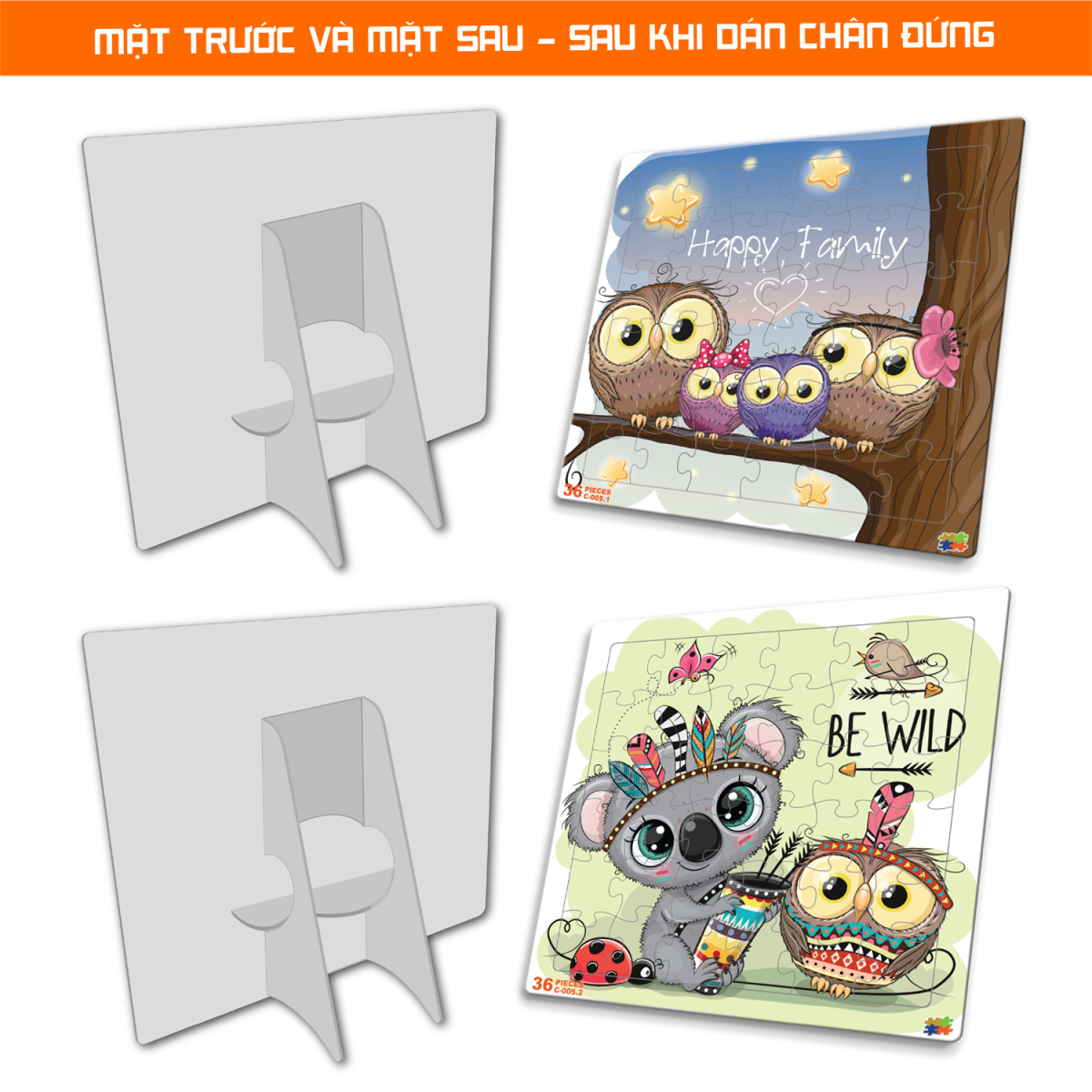 Set 02 Bộ Tranh Xếp Hình 36 Mảnh Để Bàn 23x23cm C005