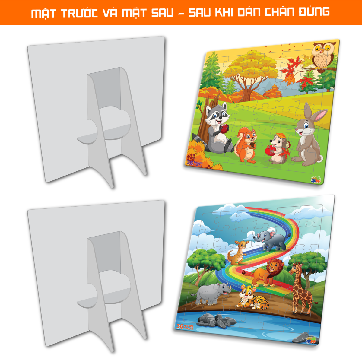 Set 02 Bộ Tranh Xếp Hình 36 Mảnh Để Bàn 23x23cm C007