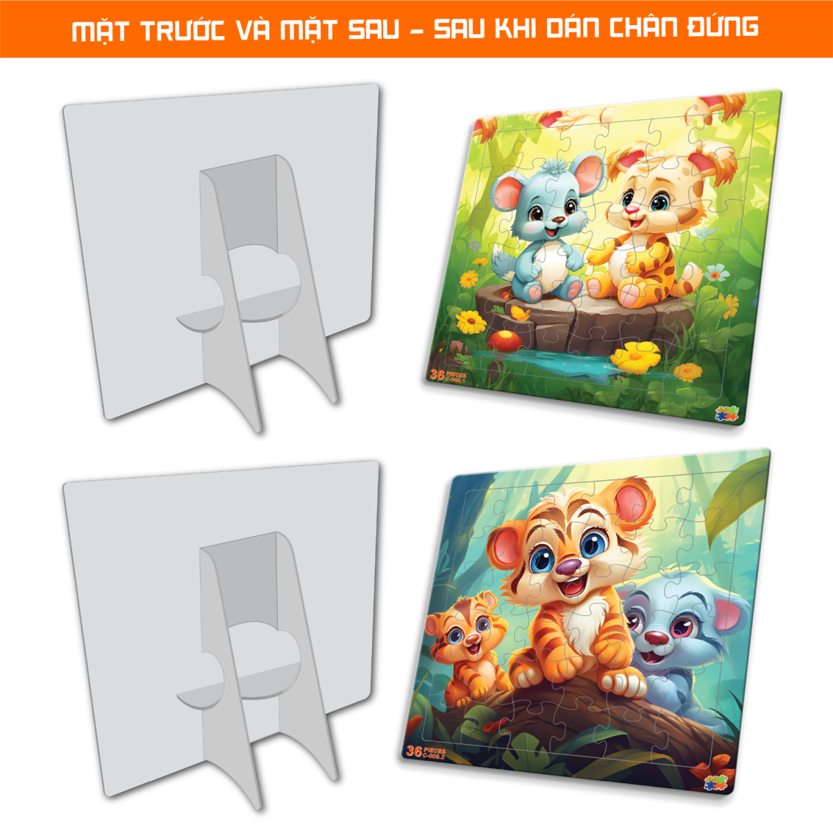 Set 02 Bộ Tranh Xếp Hình 36 Mảnh Để Bàn 23x23cm C008