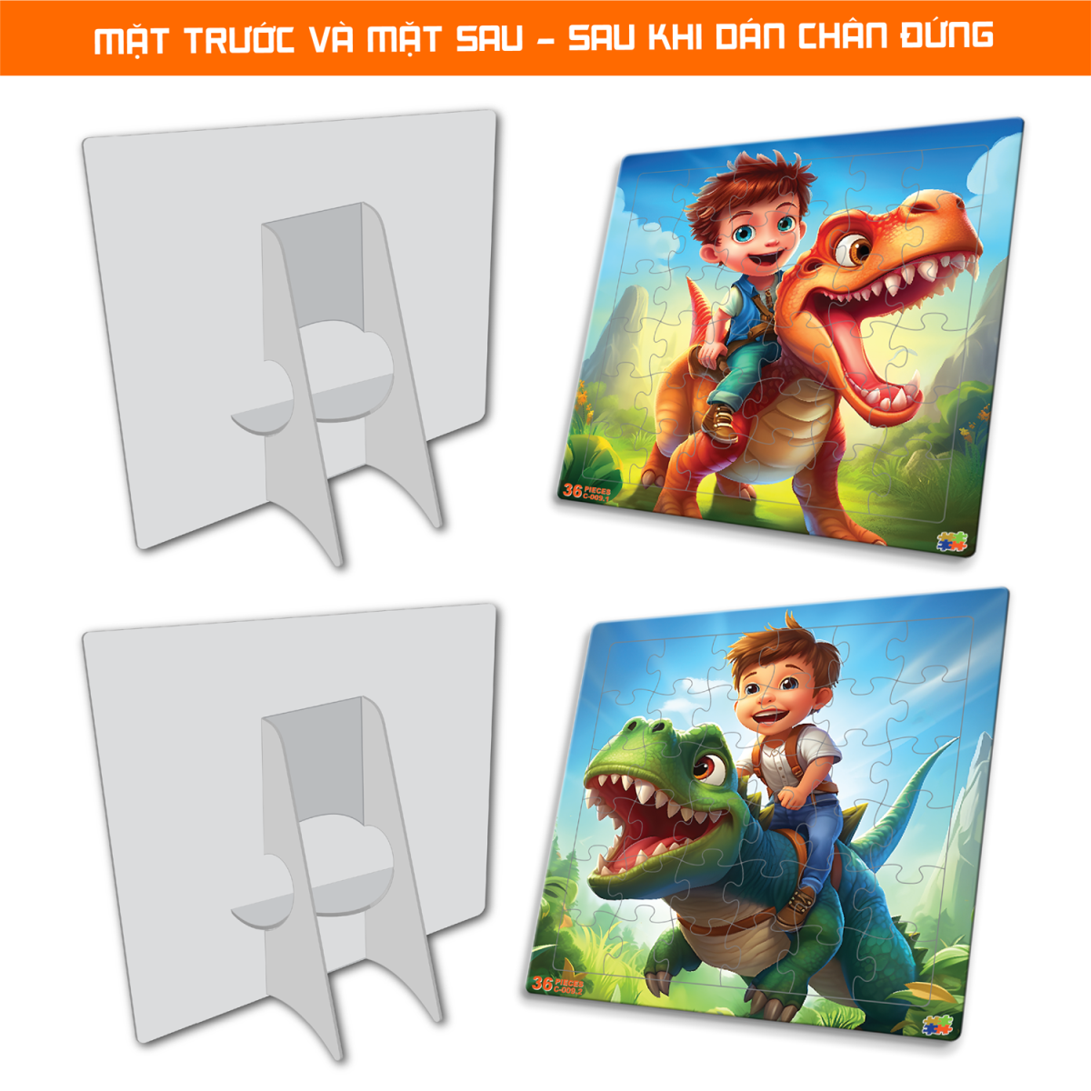 Set 02 Bộ Tranh Xếp Hình 36 Mảnh Để Bàn 23x23cm C009